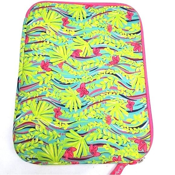 Lilly Pulitzer Green and Pink Padded IPad Tablet Case 10"X8"X0.5"L - Picture 2 of 4